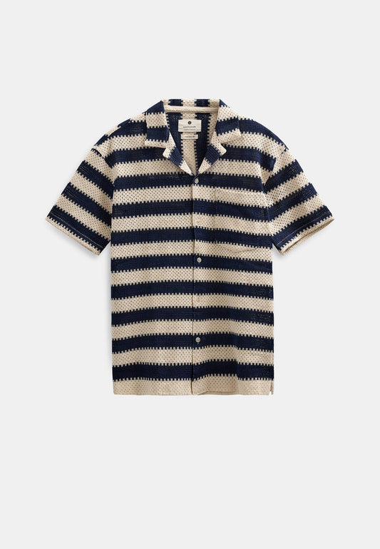 ANERKJENDT AKLEANDER STRIPE LACE SS SHIRT in Tofu