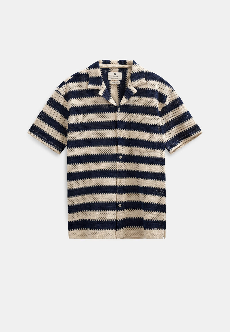 ANERKJENDT AKLEANDER STRIPE LACE SS SHIRT in Tofu