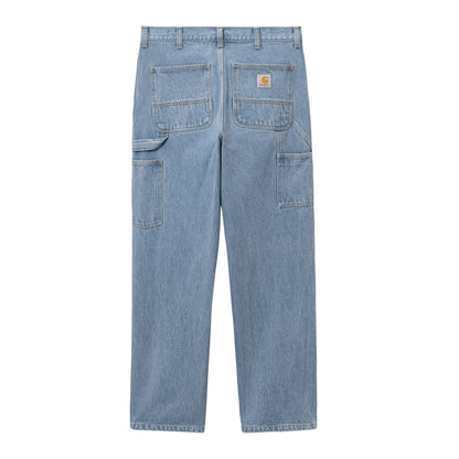 Carhartt WIP Single Knee Pant 100% Cotton Smith Denim Stone Bleached and Stone Wash in Blue stone bleached