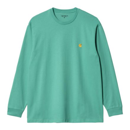 Carhartt WIP L/S Chase T-Shirt in Aqua Green/Gold