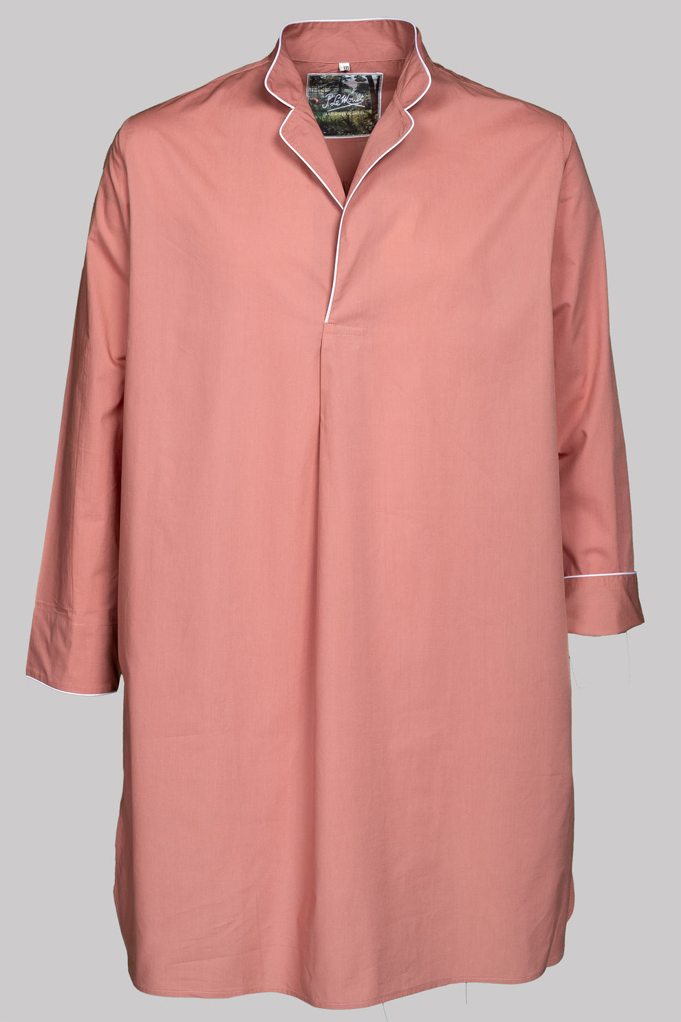 P.Le Moult NIGHT-SHIRT Colour﹢Piping Cotton-Popeline in Terracotta/Grau