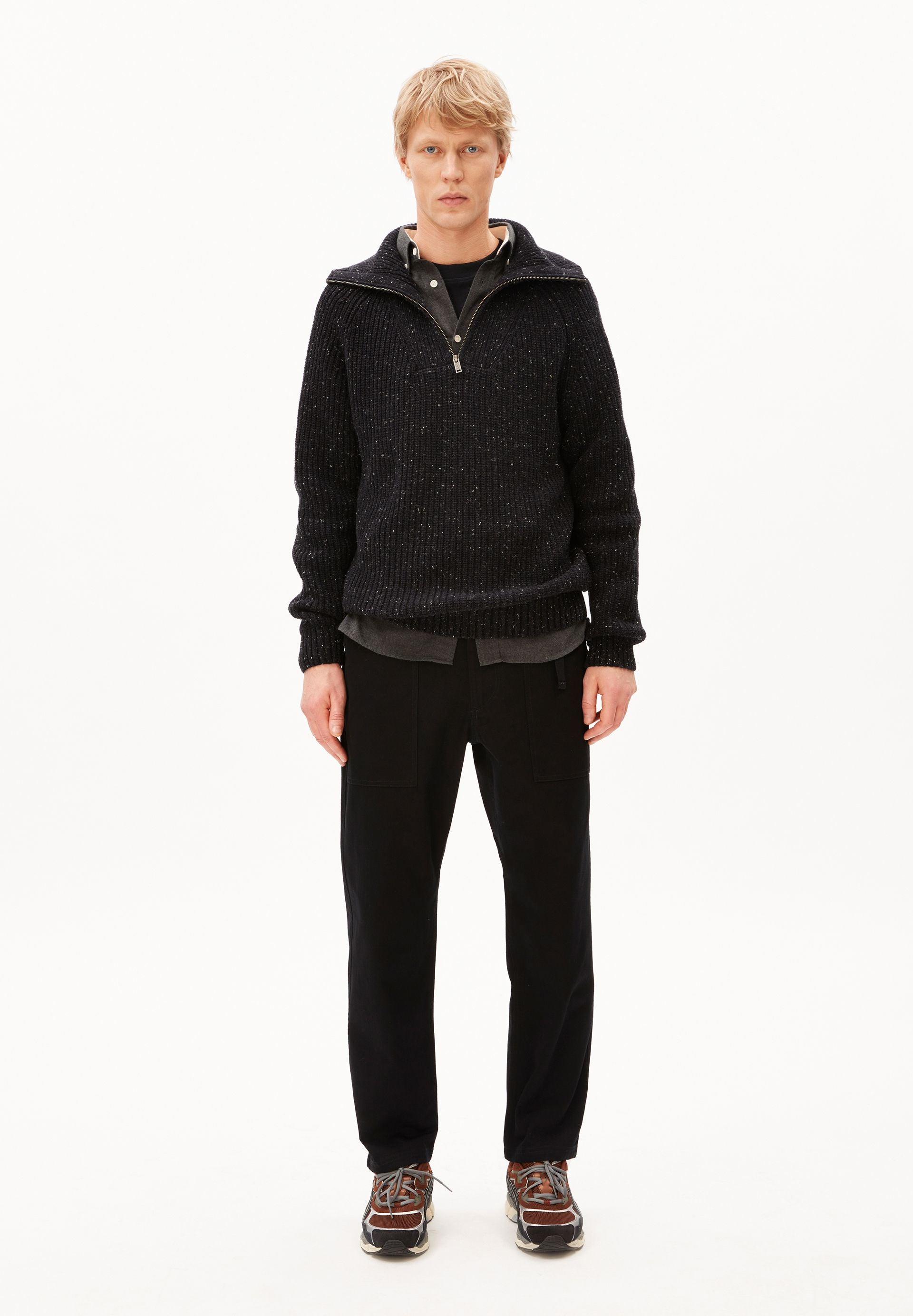 Armedangels Tweed Knit Troyer Herren in Schwarz