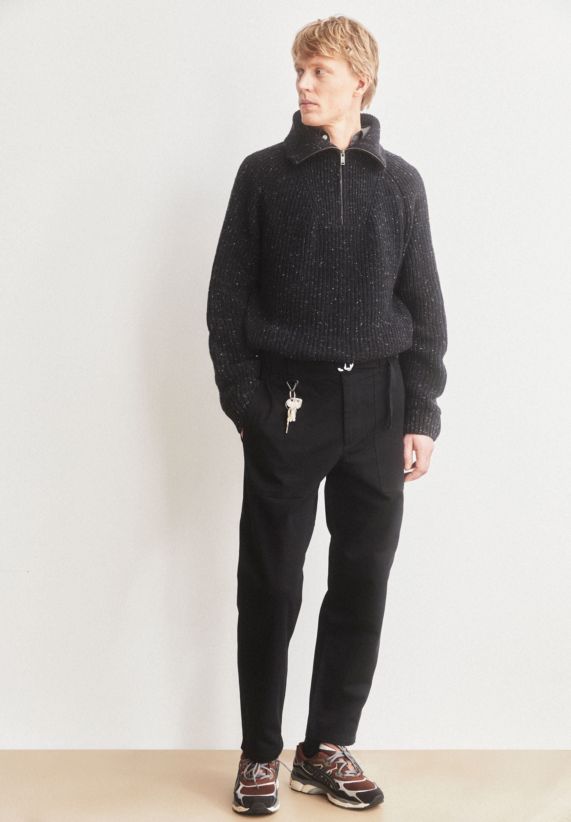 Armedangels Tweed Knit Troyer Herren in Schwarz
