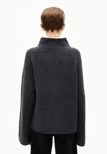 Armedangels Iconic A Bouclé Sweater Damen HW26 in steel melange-oatmilk