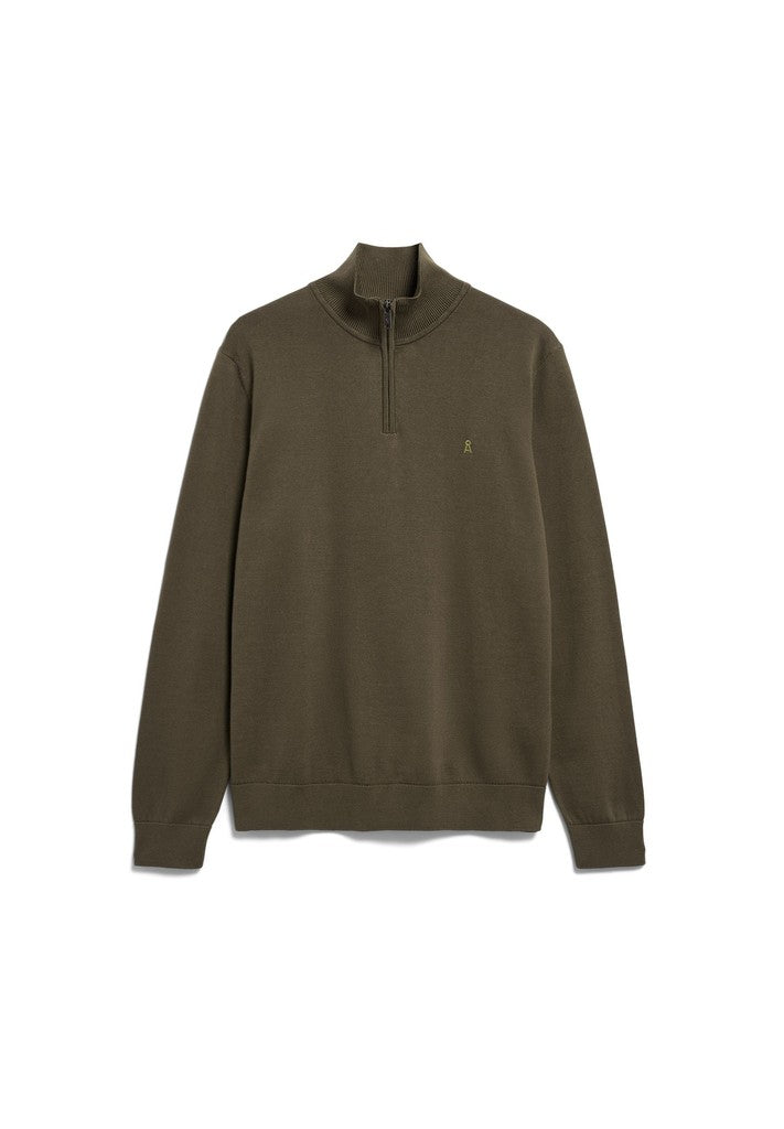 Armedangels Faabes Half Zip Knit Sweater Herren HW26 in dark earth