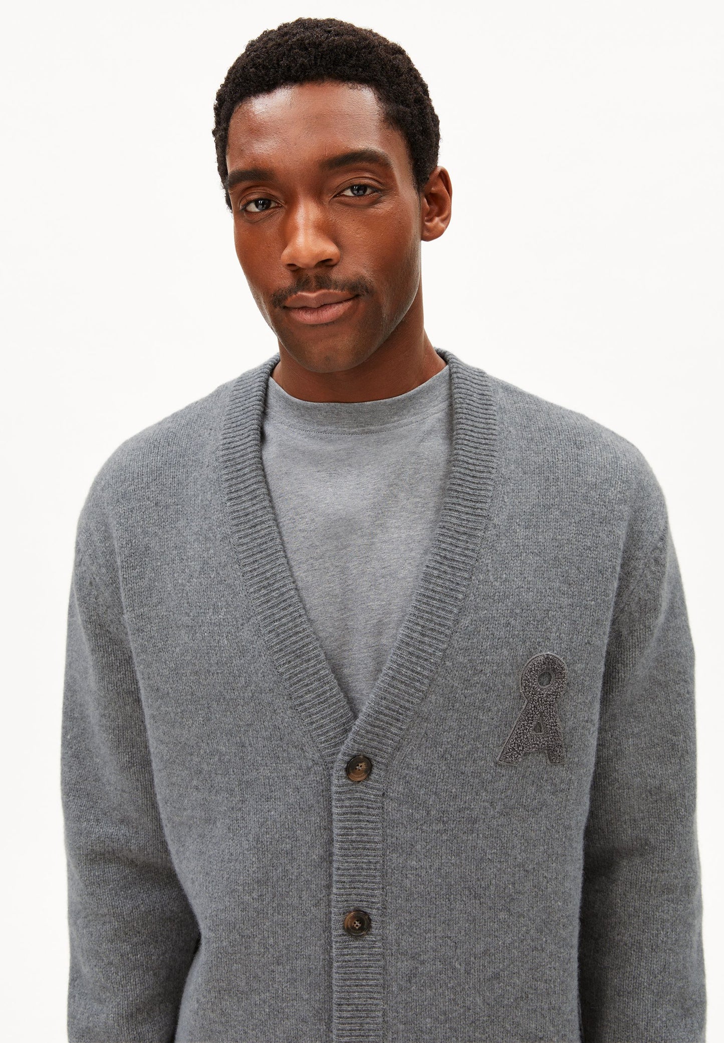 Armedangels Rec Wool Knit Jacket Herren HW26 in mid silver melange