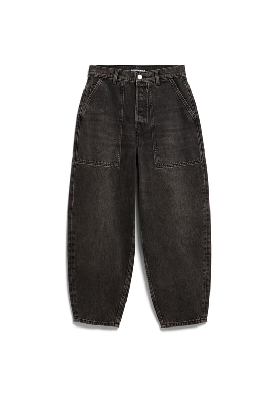 Armedangels Baarly High Worker Barrel Jean Damen in nutmeg