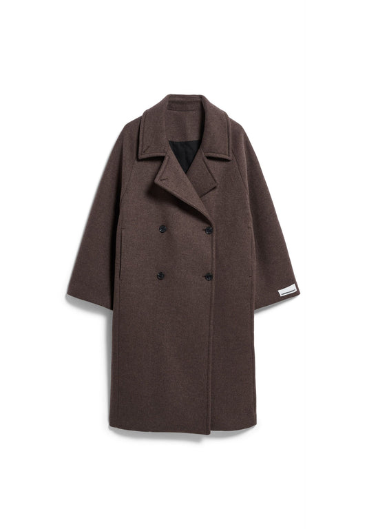 Armedangels Wool Double-breasted Coat Damen in claystone melange