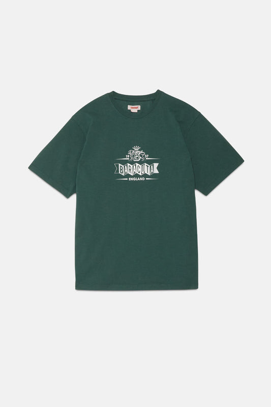 BARACUTA Faded Logo T-Shirt in RACING GREEN