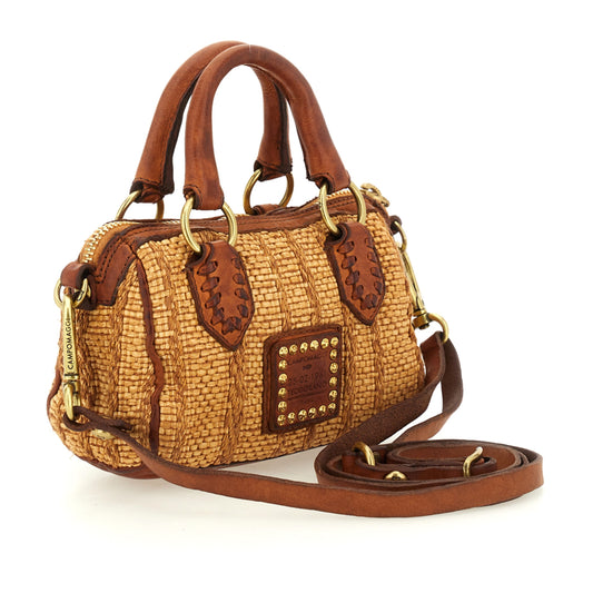 Campomaggi RICCARDA M - BOWLING BAG STRAW+COW-P/D