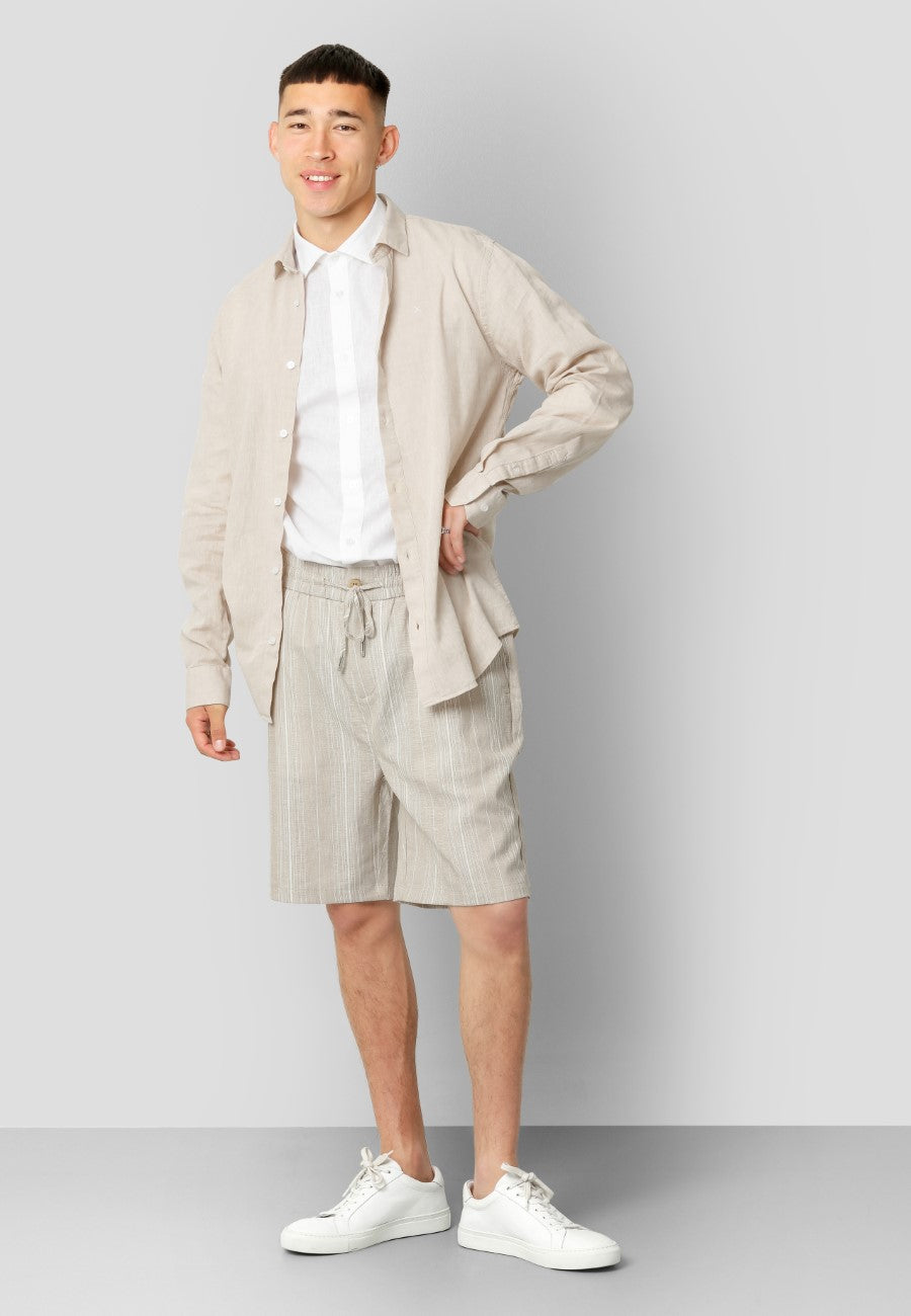 Clean Cut Copenhagen Jamie Cotton Linen Shirt LS in Sand Melange