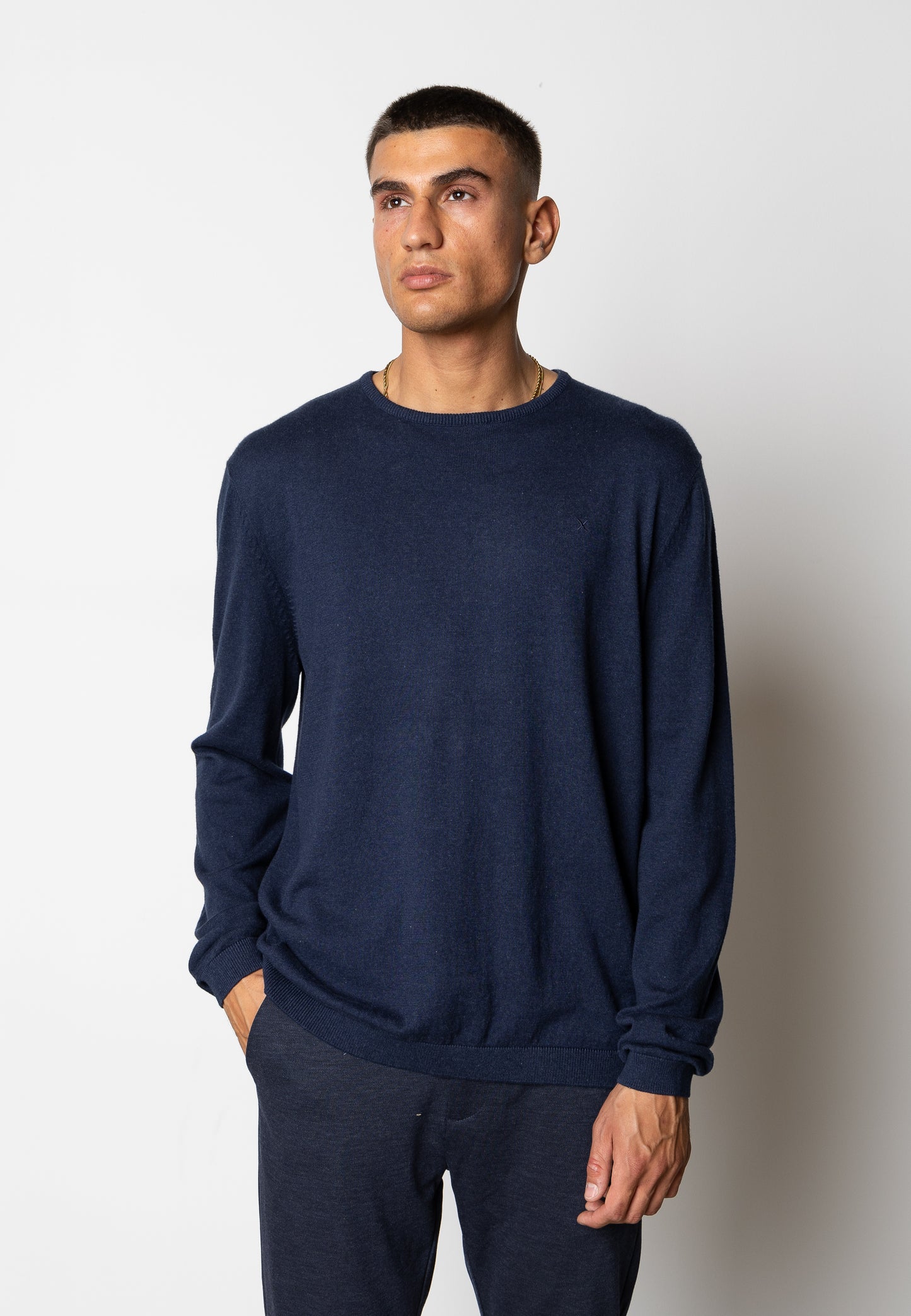 Clean Cut Copenhagen Claude crewneck knit FS25 in Navy Melange