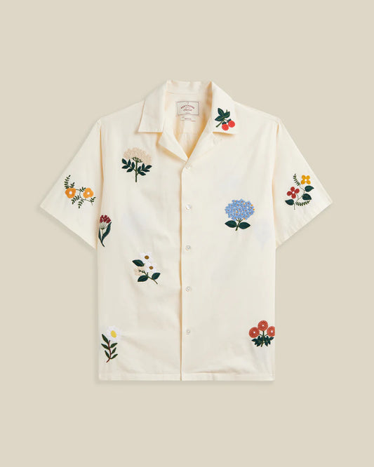 Portuguese Flannel Portoguese Flannel EMBROIDERY FLOWERS Shirt in Ecru