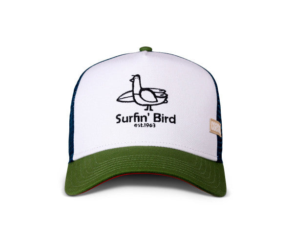 Coastal Trucker Cap HFT Surfin Bird White/Olive