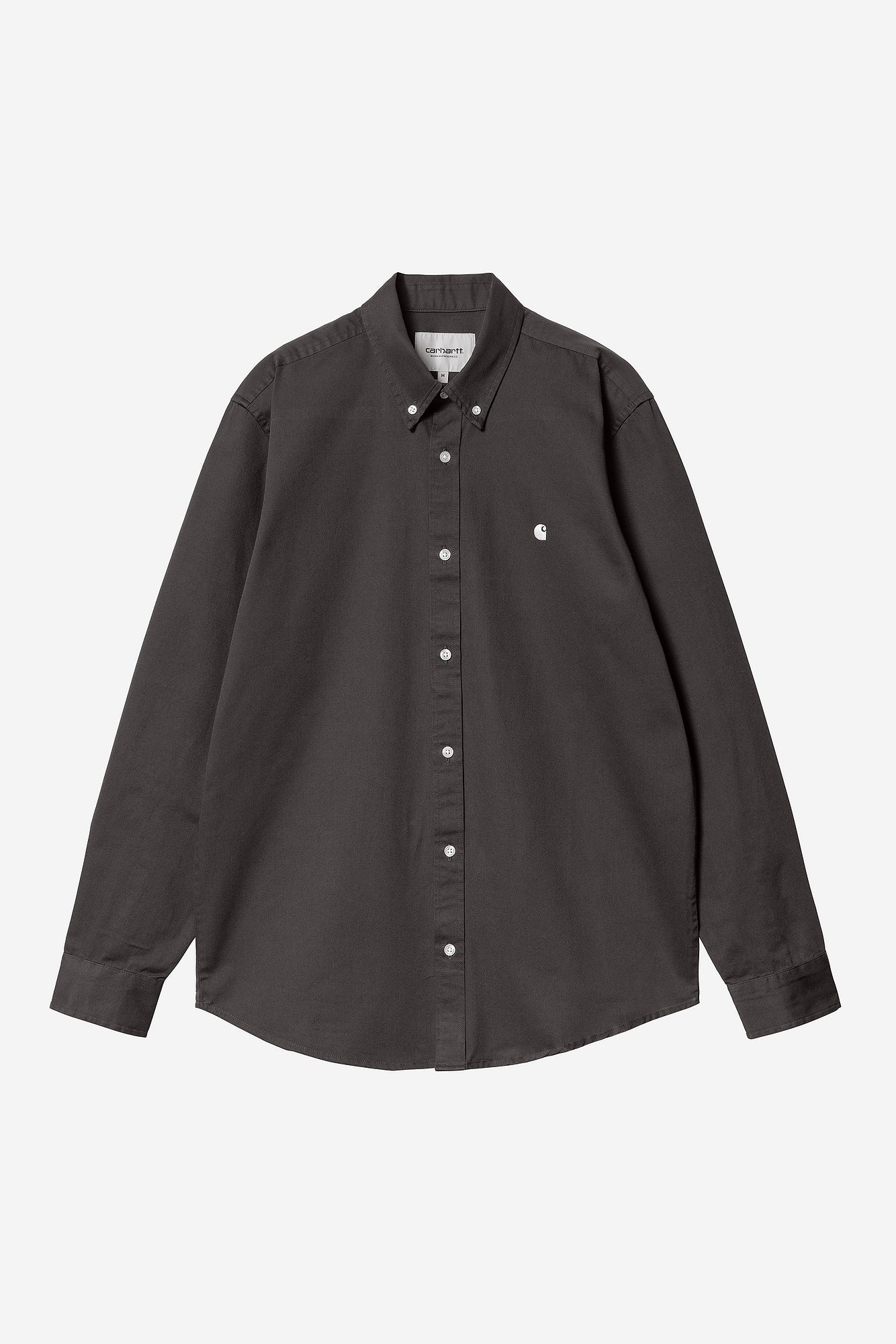 Carhartt WIP L/S Madison Shirt in Charcoal/Weiß