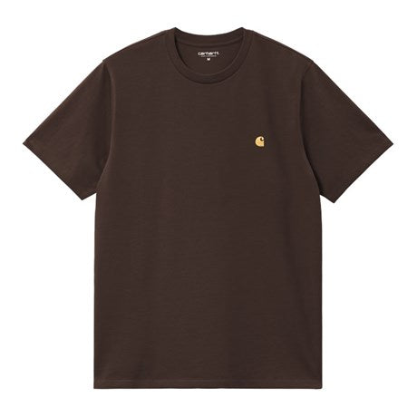 CARHARTT WIP S/S Chase T-Shirt 100% Cotton HW25 in Tobacco/Gold