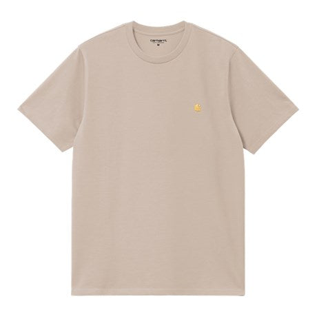 CARHARTT WIP S/S Chase T-Shirt 100% Cotton HW25 in Fleur De Sel/Gold