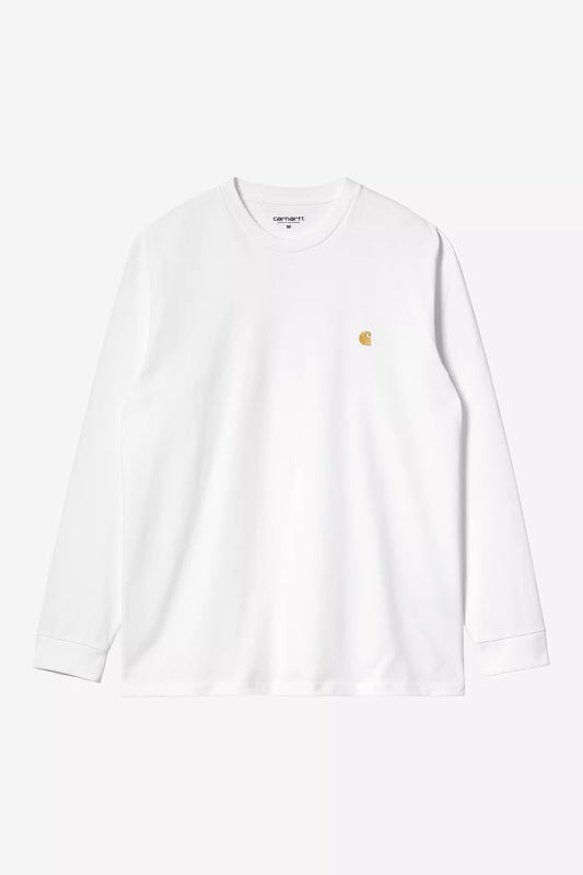 Carhartt WIP L/S Chase T-Shirt in Weiß/Gold