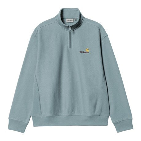 CARHARTT WIP Half Zip American Script Sweat Cotton/Polyester Sweat. 420 g/m² in Citadel