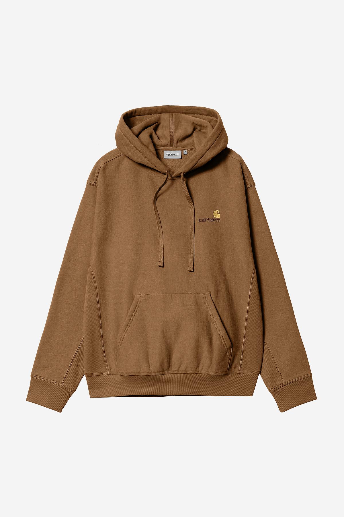 Carhartt WIP Hooded American Script Sweat in Hamilton Brown