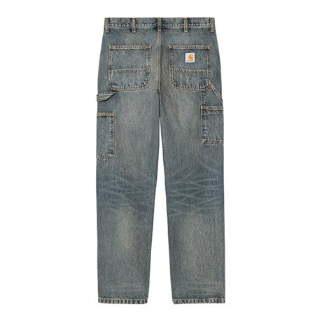 CARHARTT WIP Single Knee Pant 100% Cotton 'Smith' Denim. 13.5 oz in Blau/worn used wash