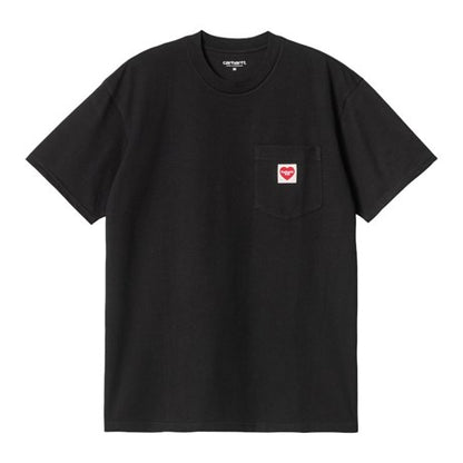 CARHARTT WIP S/S Pocket Heart T-Shirt Cotton Single Jersey. 190 g/m² in Schwarz/Rot