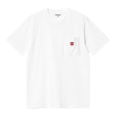 CARHARTT WIP S/S Pocket Heart T-Shirt Cotton Single Jersey. 190 g/m² in Weiß/Rot