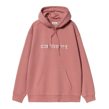 Carhartt Wip W' Hooded Carhartt Sweatshirt FW24 in Dusty Rose/Moonbeam