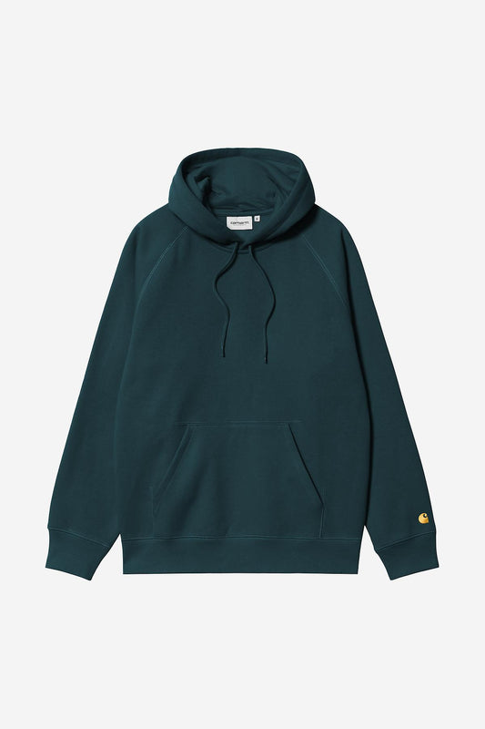 CARHARTT WIP Hooded Chase Sweat Cotton/Polyester Sweat in Duck Blue/Gold