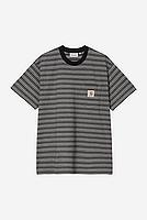 Carhartt WIP S/S Gellar Pocket T-Shirt Cotton Jacquard in Gellar Stripe, Black