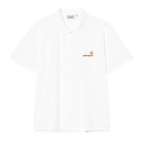 CARHARTT WIP S/S American Script Polo Cotton Garment Washed Piqué. 240 g/m²