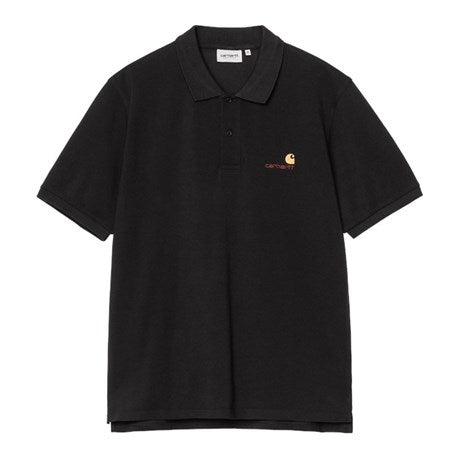 CARHARTT WIP S/S American Script Polo Cotton Garment Washed Piqué. 240 g/m²