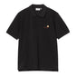 CARHARTT WIP S/S American Script Polo Cotton Garment Washed Piqué. 240 g/m² in Schwarz