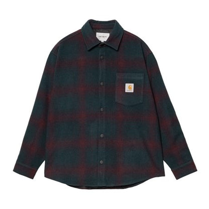 CARHARTT WIP Brennan Shirt Jac Wool/Polyester/Other Plain Weave. 9.9 oz in Brennan Check. Deep Lagoon/Rondo