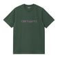 CARHARTT WIP S/S Script T-Shirt Cotton Single Jersey. 190 g/m² in Sycamore Tree/Phlox