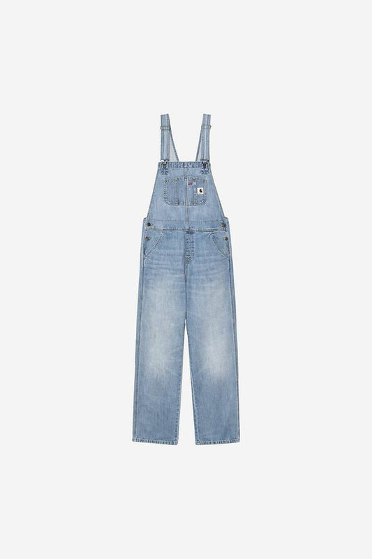 CARHARTT WIP W' Bib Overall Straight FS26 in Blue burst washed