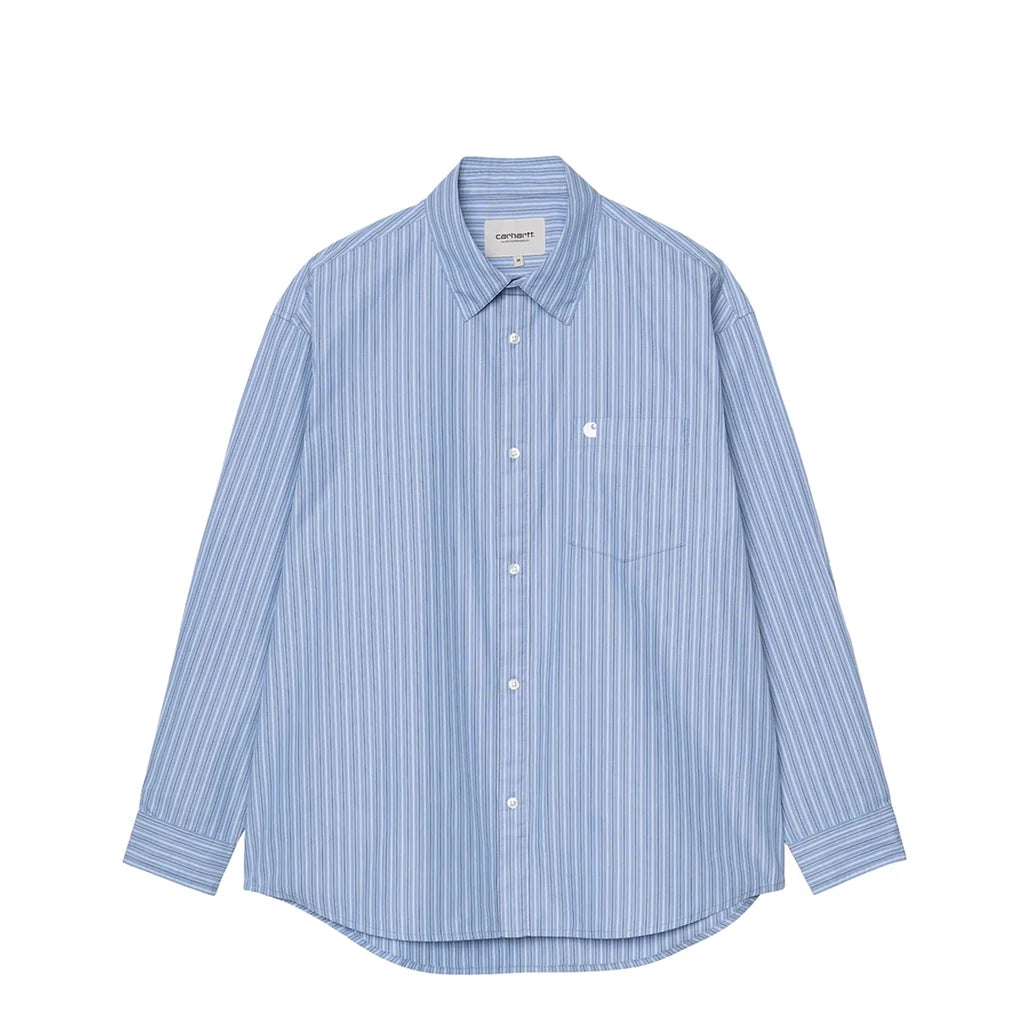 Carhartt WIP L/S Keene Shirt in Keene Stripe, Curacao