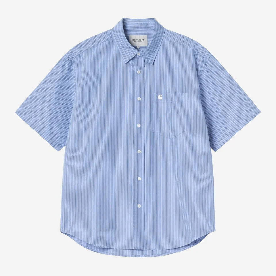 Carhartt WIP S/S Keene Shirt in Keene Stripe, White