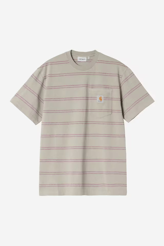 Carhartt WIP S/S Bert Pocket T-Shirt in Bert Stripe, Shady Purple/Shady Green