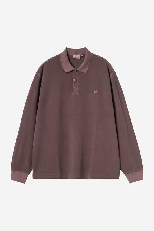 Carhartt WIP L/S Waffle Rugby Shirt in Palisander/garment dyed