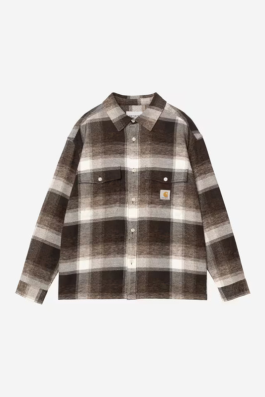 Carhartt WIP L/S Esterson Shirt in Esterson Check, Tobacco