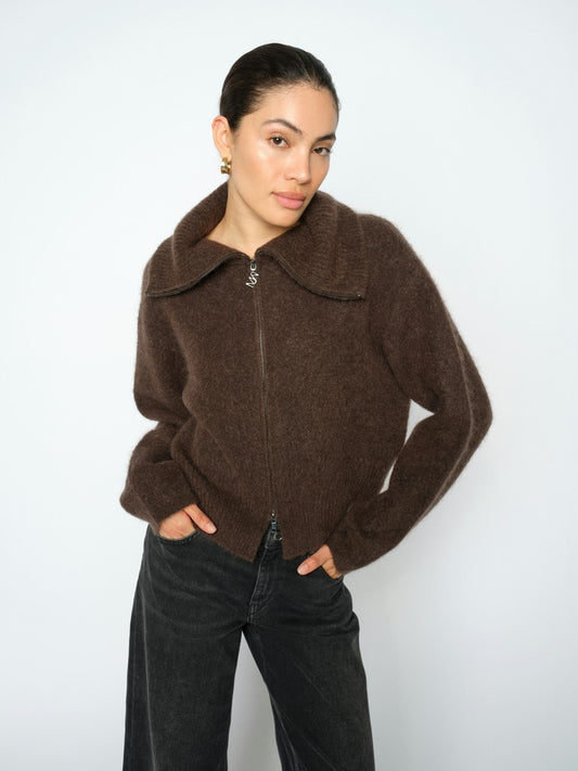MosMosh MMHulda Knit Zip Cardigan in Delicioso