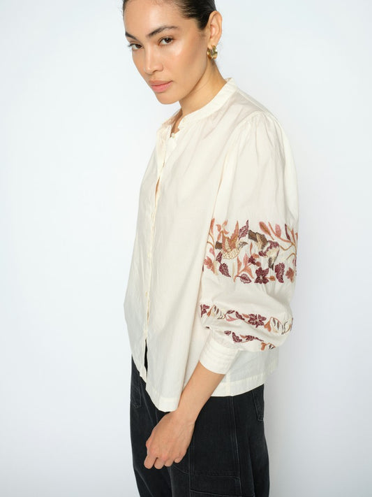 MosMosh MMNotto Embroid Shirt in Ecru