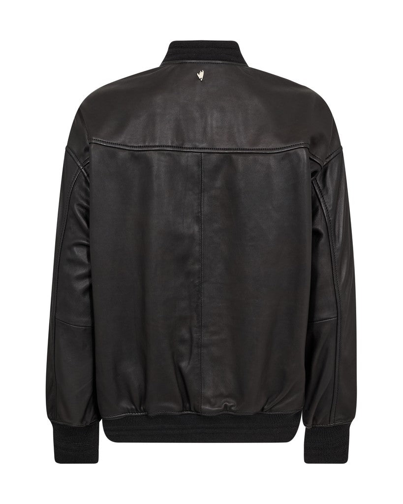 MosMosh MMRuby Leather Bomber Jacket in Schwarz