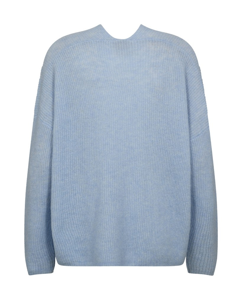 MosMosh MMThora V-Neck Knit in Cashmere Blue