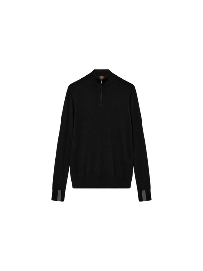 Mos Mosh Gallery Adam Soft Zip Turtle Neck Knit in Schwarz