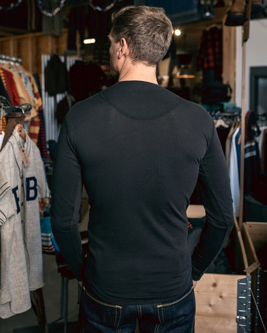 Pike Brothers 1927 Henley Shirt long sleeve faded black