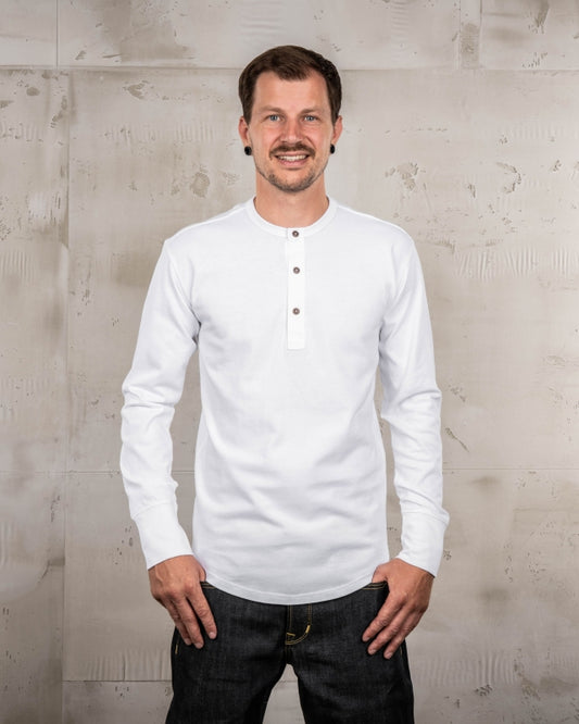 Pike Brothers 1927 Henley Shirt Long Sleeve Pure White