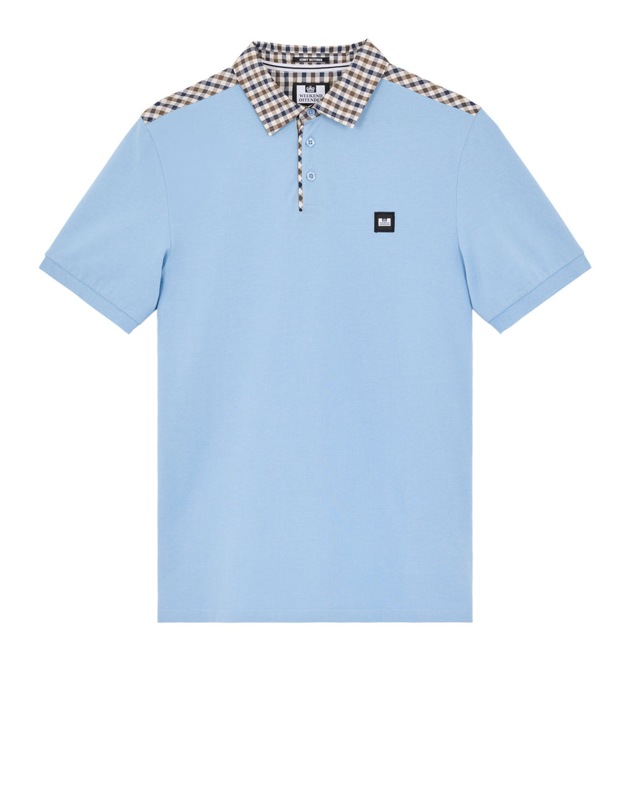 Weekend Offender Costa Polo Shirt in SEA MARINE CHECK