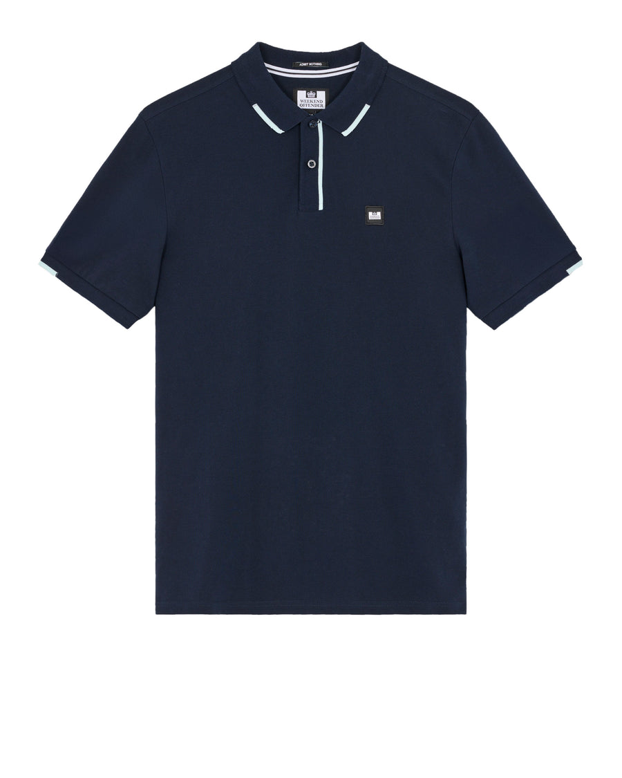 Weekend Offender Rivas Placement Tipping Polo Shirt in Dunkelblau/ocean